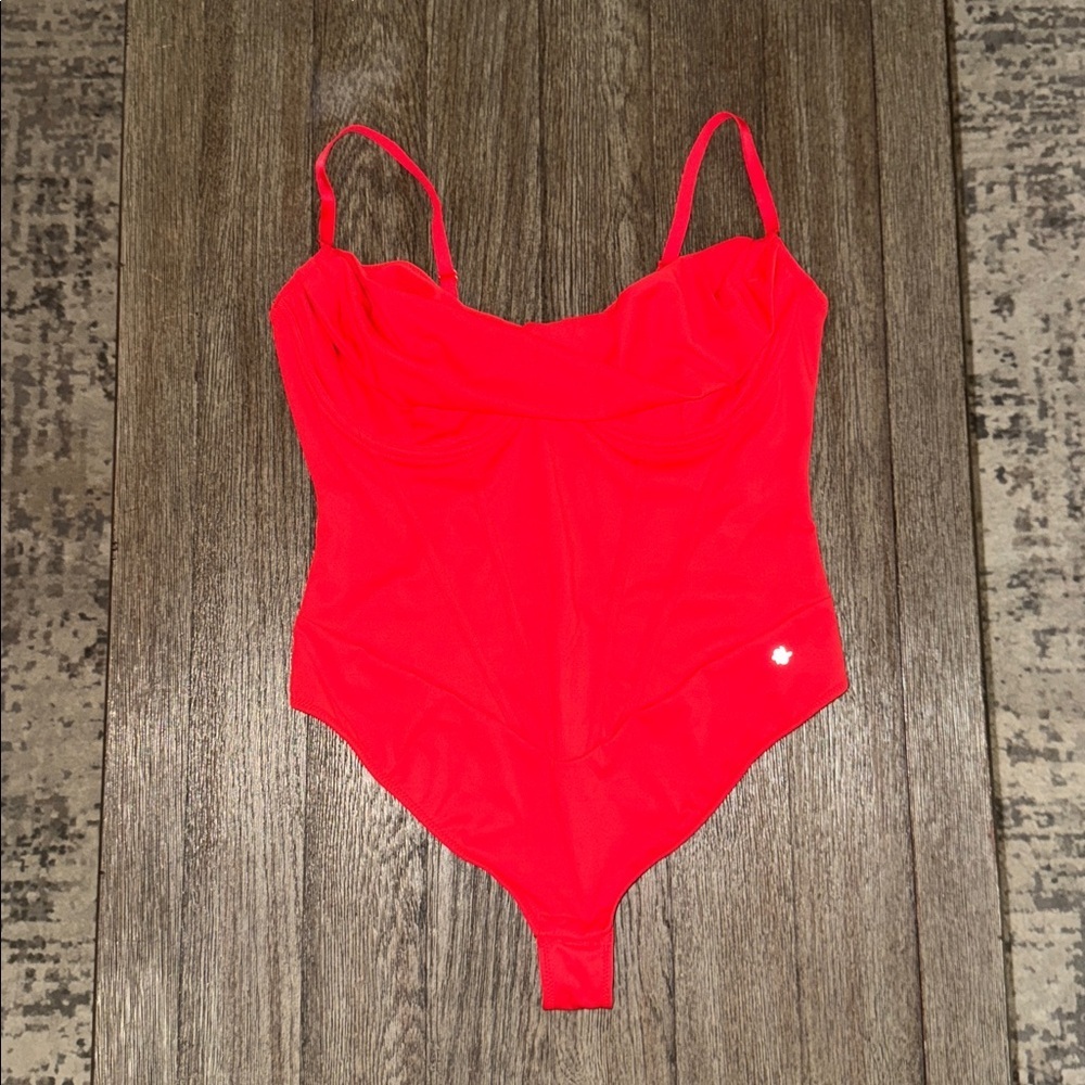 Popilish Shapewear Hourglass Corset Bust Draping Bodysuit Red
